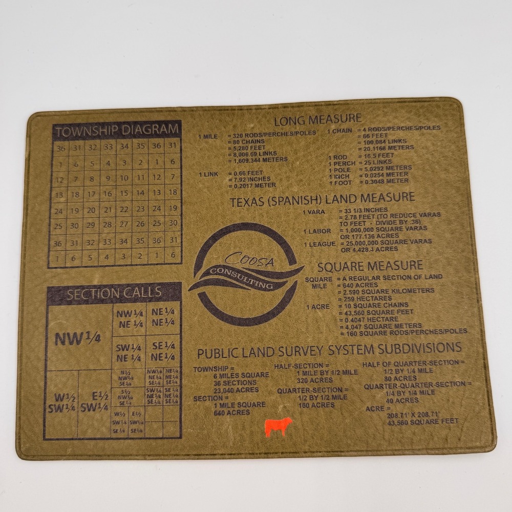 Coosa Consulting Land Survey Reference Mouse Pad Texas Spanish Measure Tan